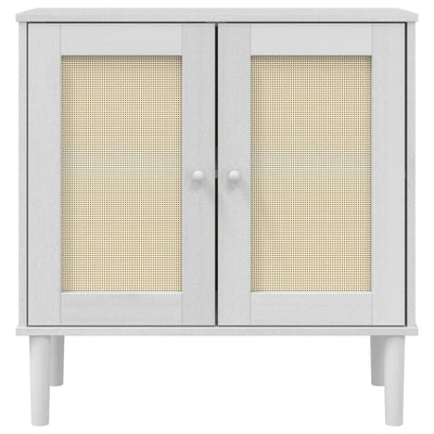 Sideboard SENJA Rattan Look White 80x35x80 cm Solid Wood Pine