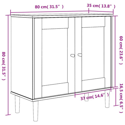 Sideboard SENJA Rattan Look White 80x35x80 cm Solid Wood Pine