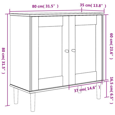 Sideboard SENJA Rattan Look White 80x35x80 cm Solid Wood Pine