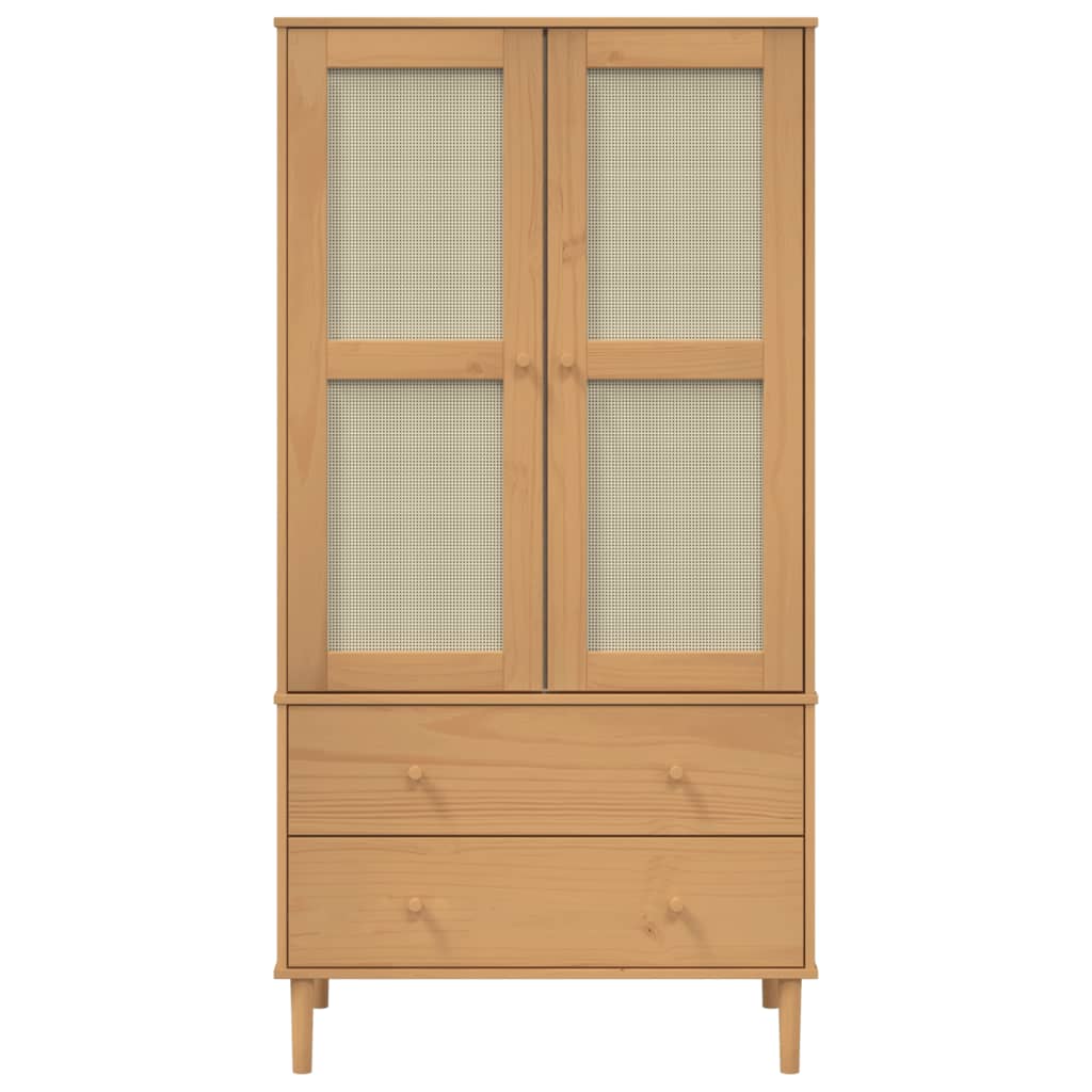 Wardrobe SENJA Rattan Look Brown 90x55x175 cm Solid Wood Pine