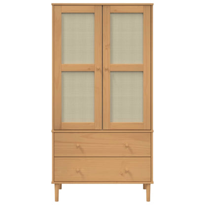 Wardrobe SENJA Rattan Look Brown 90x55x175 cm Solid Wood Pine