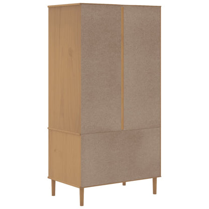 Wardrobe SENJA Rattan Look Brown 90x55x175 cm Solid Wood Pine