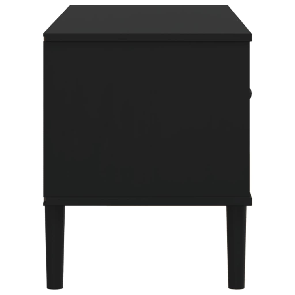 TV Stand SENJA Rattan Look Black 41.7"x15.7"x19.3" Solid Wood Pine
