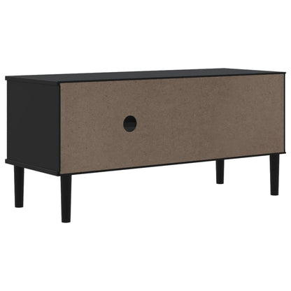 TV Stand SENJA Rattan Look Black 41.7"x15.7"x19.3" Solid Wood Pine