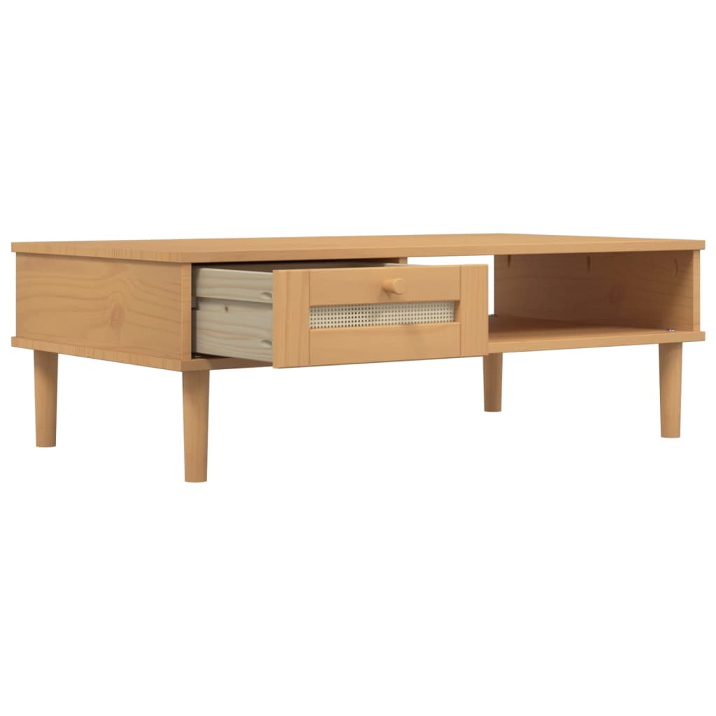 Coffee Table SENJA Rattan Look Brown 100x55x33 cm Solid Wood