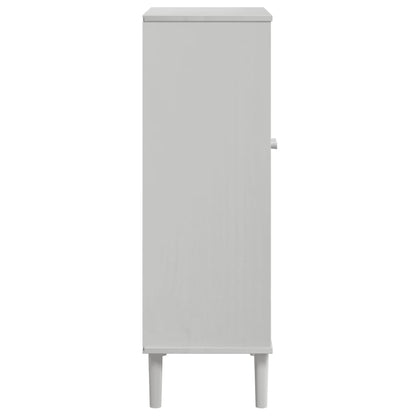 Shoe Cabinet SENJA Rattan Look White 59.5x35x107 cm Solid Wood