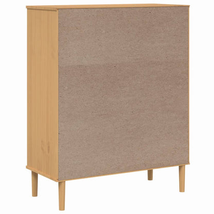 Highboard SENJA Rattan Look Brown 90x40x112cm Solid Wood Pine
