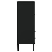 Highboard SENJA Rattan Look Black 90x40x112cm Solid Wood Pine
