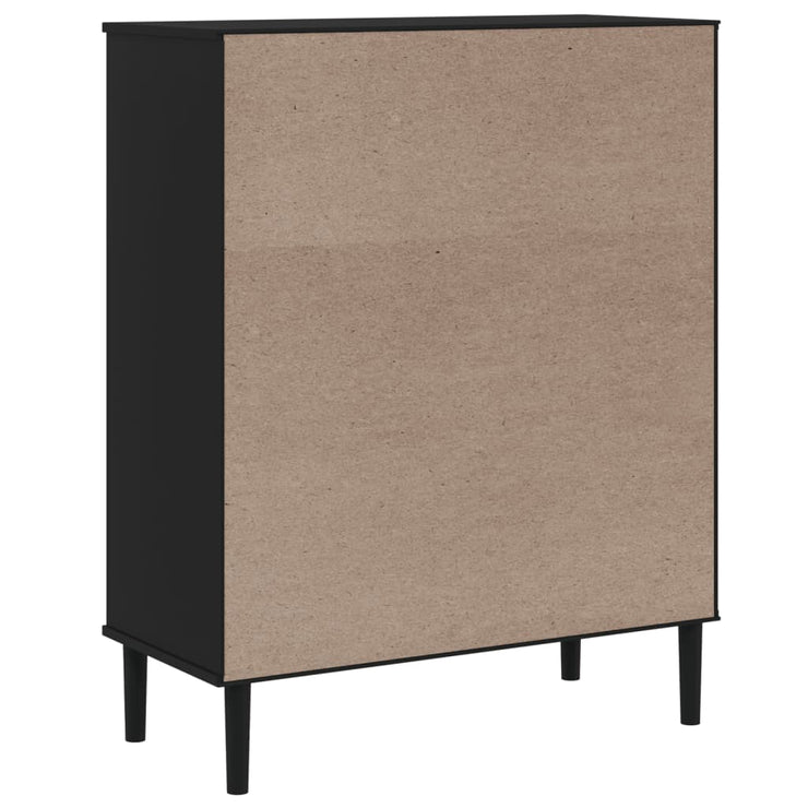 Highboard SENJA Rattan Look Black 90x40x112cm Solid Wood Pine