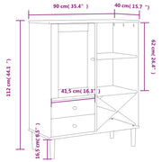 Highboard SENJA Rattan Look Black 90x40x112cm Solid Wood Pine