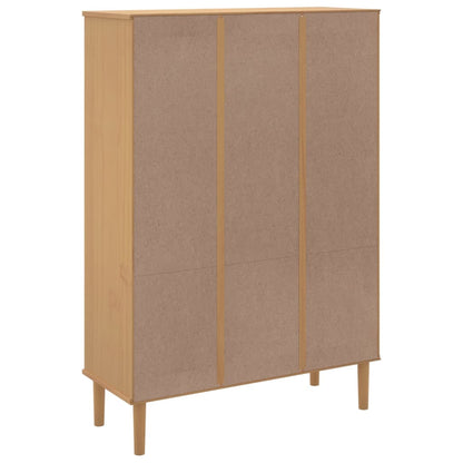 Bookcase SENJA Rattan Look Brown 90x35x130 cm Solid Wood Pine