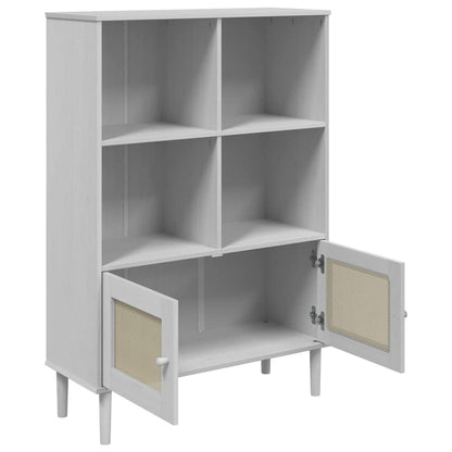 Bookcase SENJA Rattan Look White 90x35x130 cm Solid Wood Pine