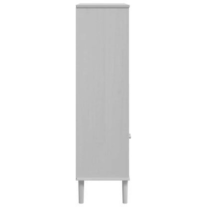 Bookcase SENJA Rattan Look White 90x35x130 cm Solid Wood Pine