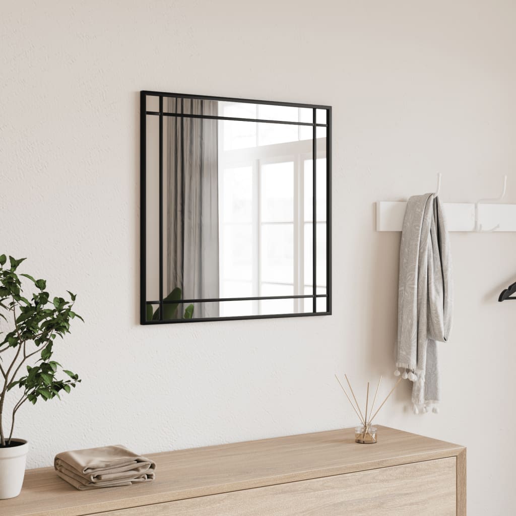 Wall Mirror Black 60x60 cm Square Iron