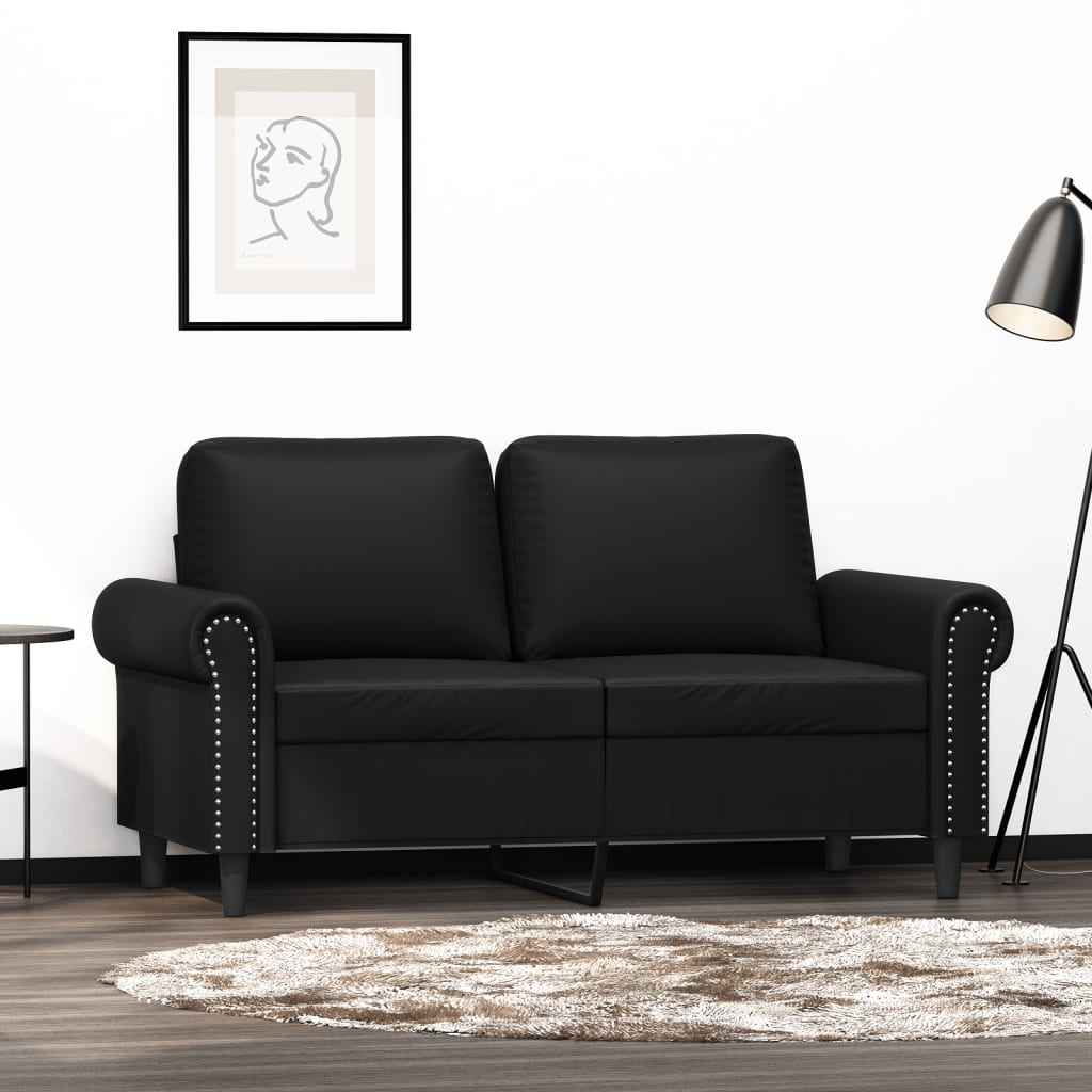 2-seater Sofa Black Faux leather, Metal, Foam 2-seater Durable