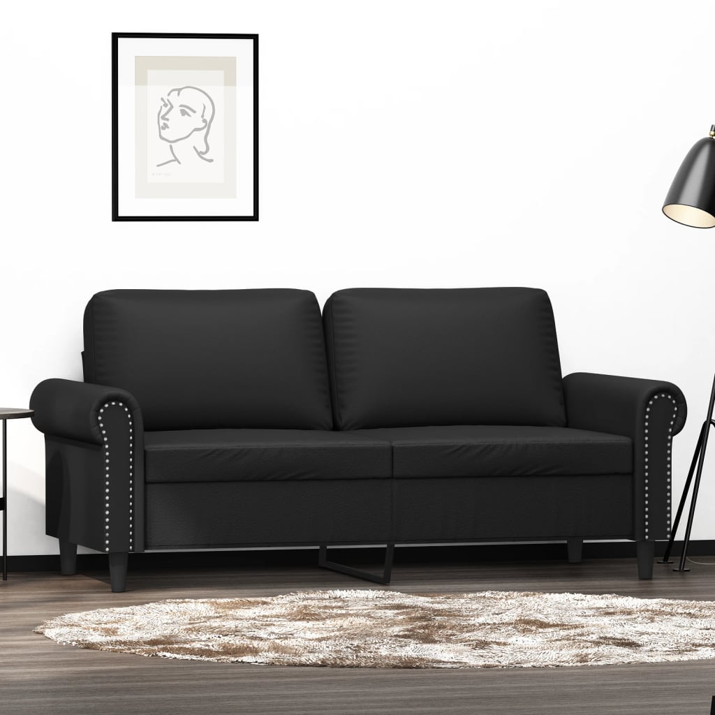 2-seater Sofa Black Faux leather, metal, foam 2-seater Tough