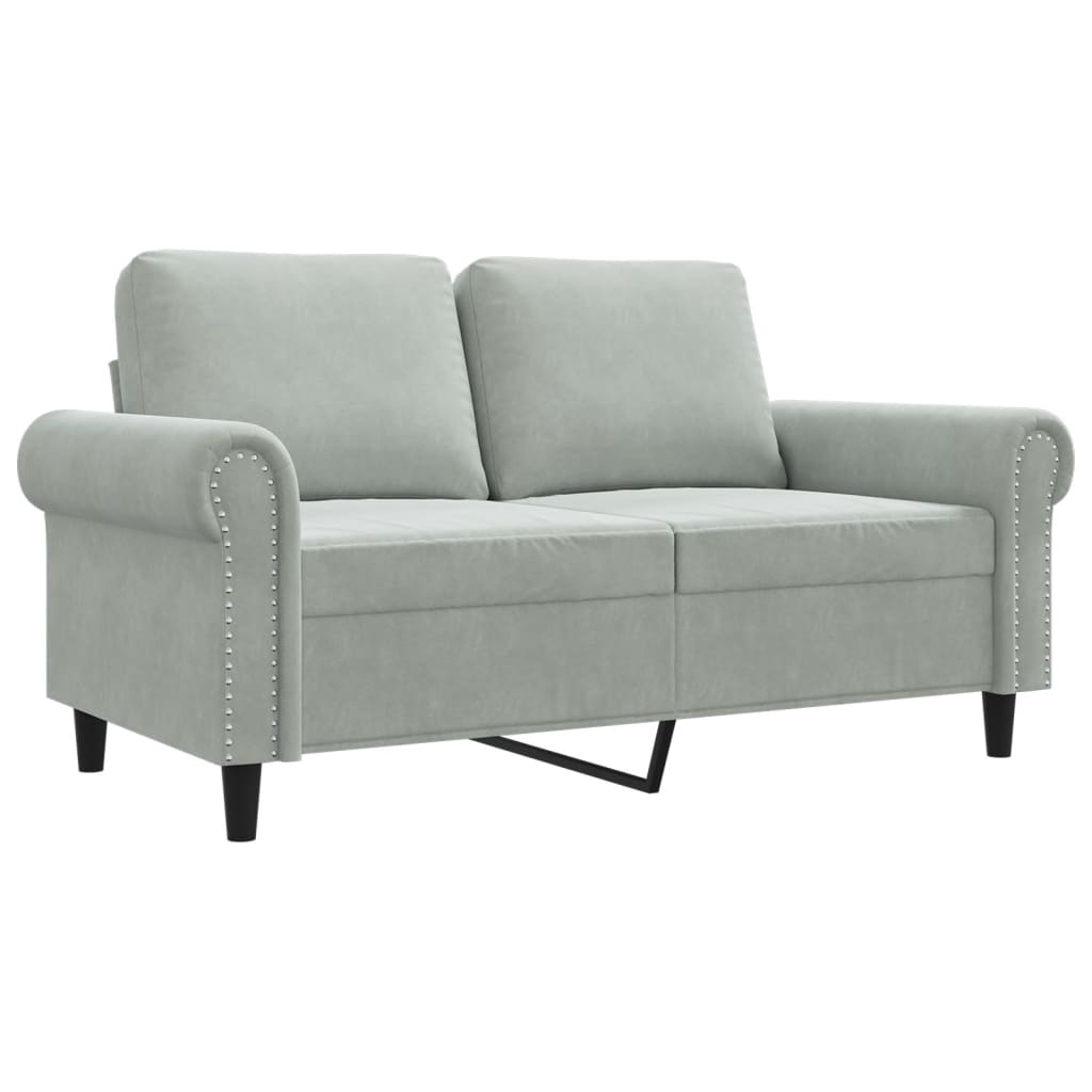 2-seater Sofa Light grey Velvet (100% polyester), metal, textilene