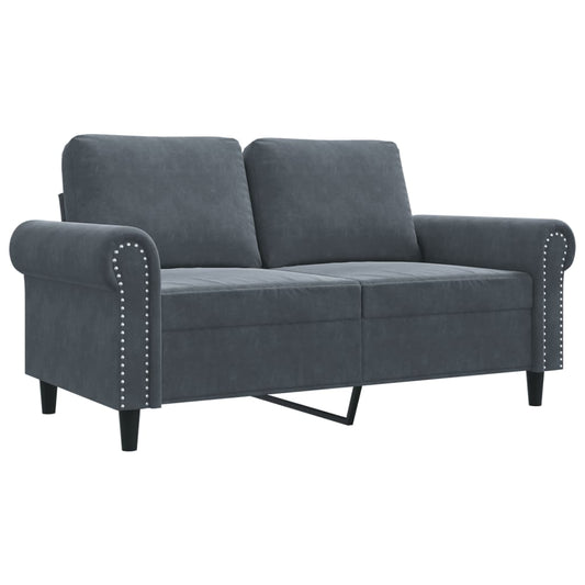 2-seater Sofa Dark grey Velvet (100% polyester), metal, textilene