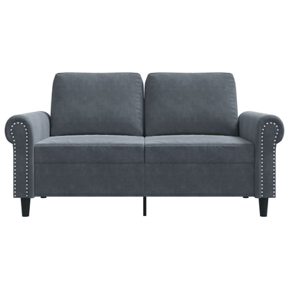 2-seater Sofa Dark grey Velvet (100% polyester), metal, textilene