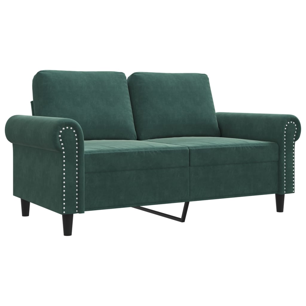 2-seater Sofa Dark Green Velvet (100% polyester), metal Medium