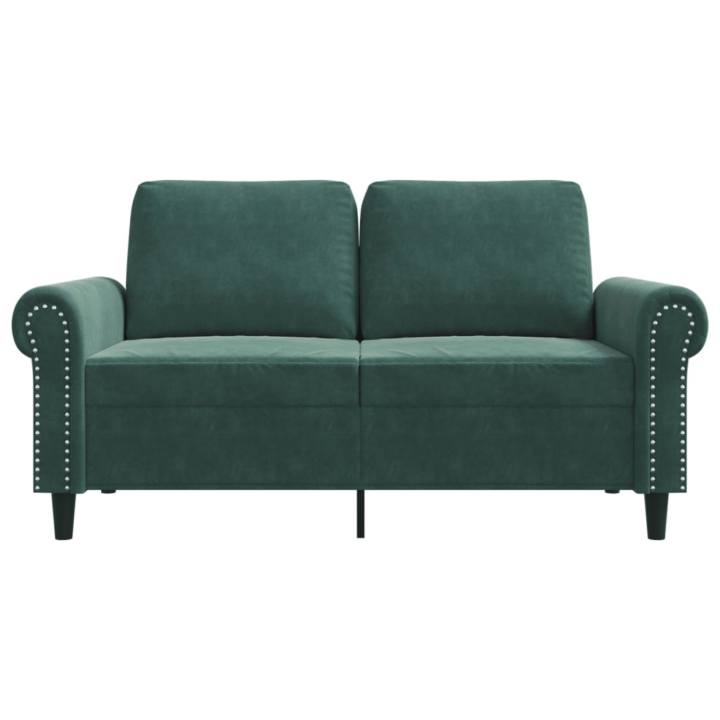 2-seater Sofa Dark Green Velvet (100% polyester), metal Medium