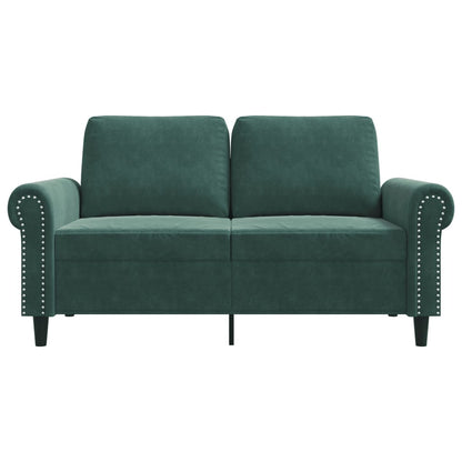 2-seater Sofa Dark Green Velvet (100% polyester), metal Medium
