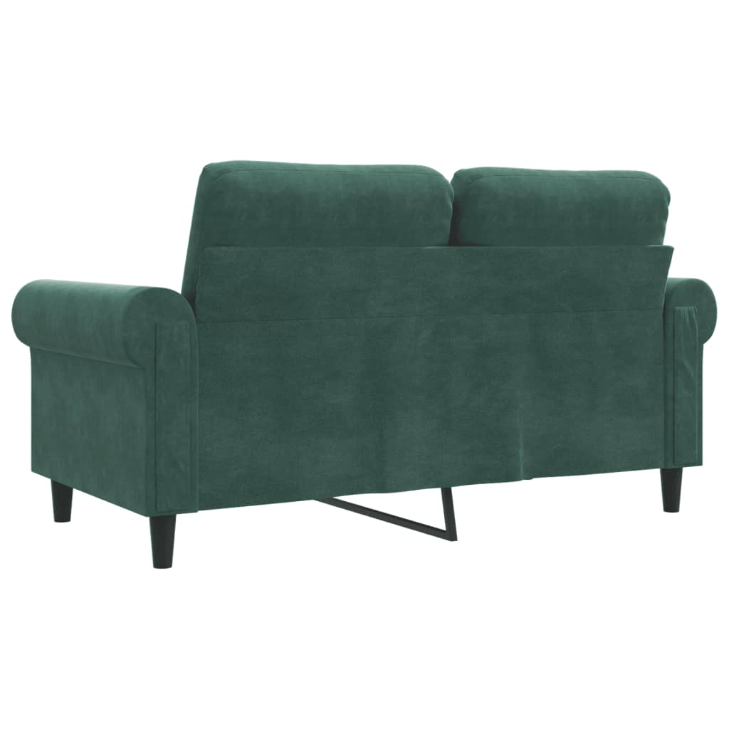 2-seater Sofa Dark Green Velvet (100% polyester), metal Medium