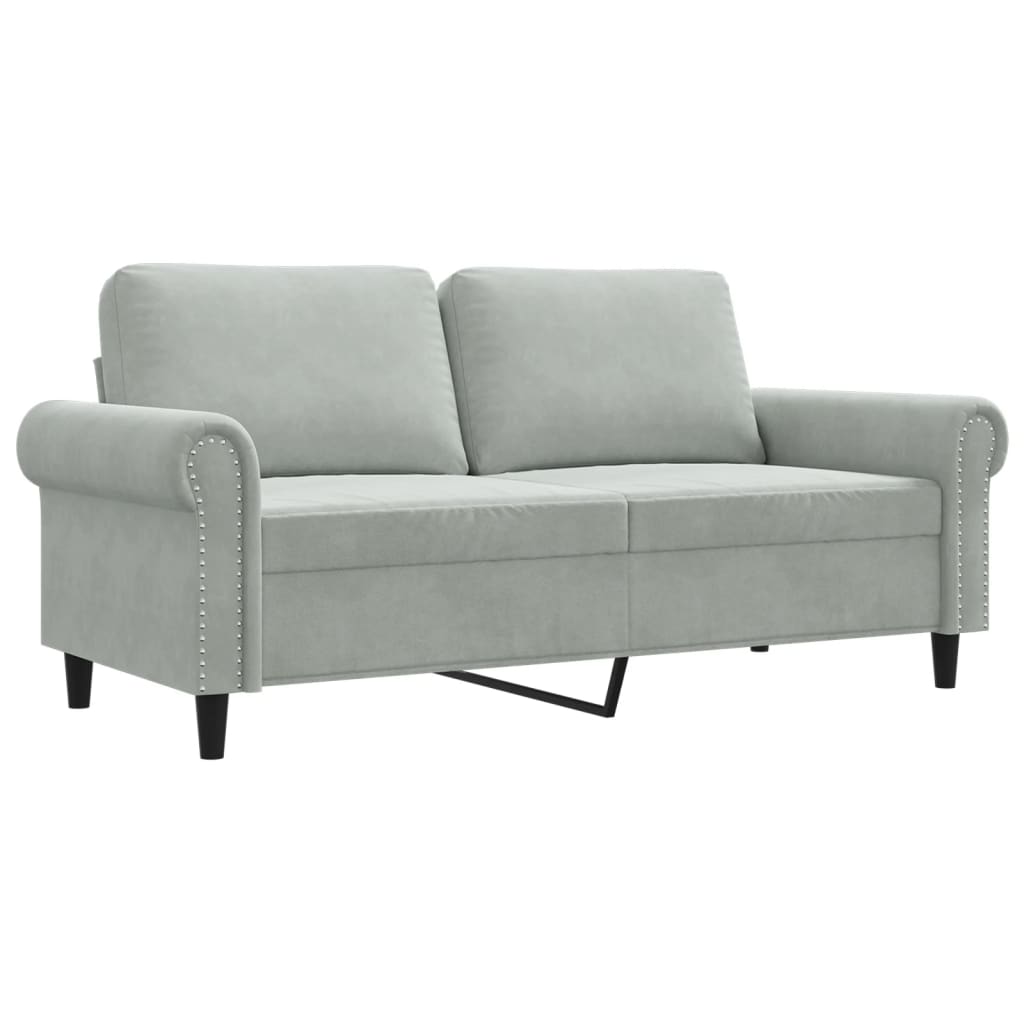 2-seater Sofa Light Grey Velvet (100% polyester), metal, textilene
