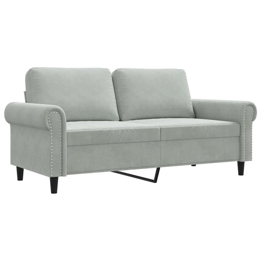 2-seater Sofa Light Grey Velvet (100% polyester), metal, textilene