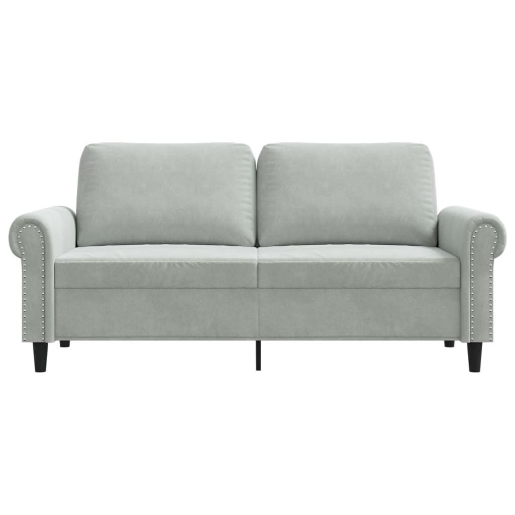 2-seater Sofa Light Grey Velvet (100% polyester), metal, textilene