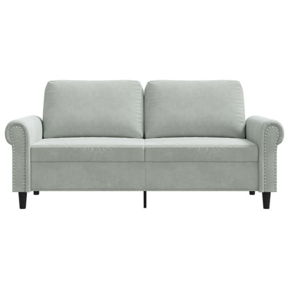 2-seater Sofa Light Grey Velvet (100% polyester), metal, textilene