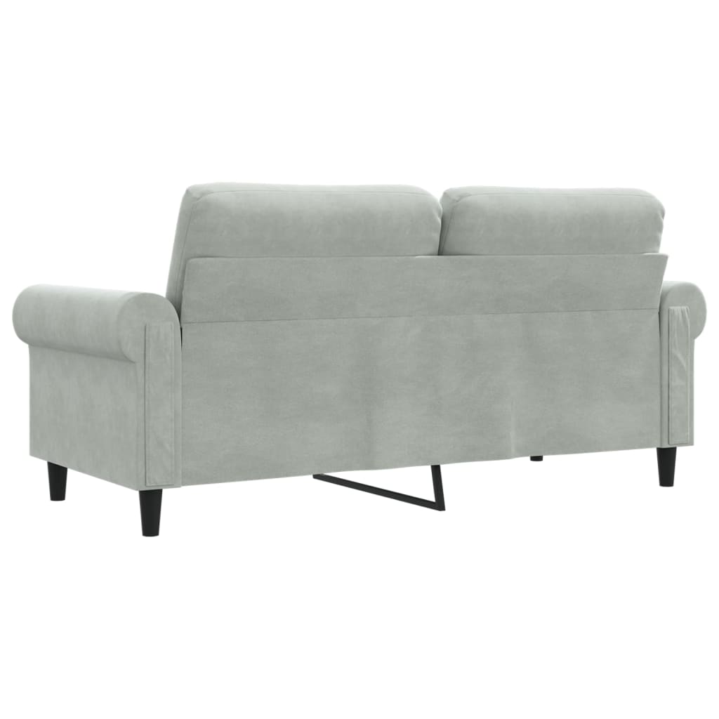 2-seater Sofa Light Grey Velvet (100% polyester), metal, textilene