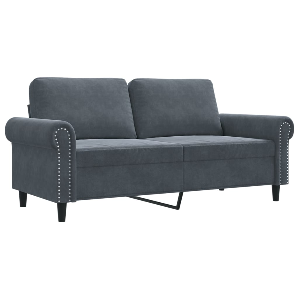 2-seater Sofa Dark Gray Velvet (100% polyester), Metal, Foam
