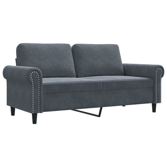 2-seater Sofa Dark Gray Velvet (100% polyester), Metal, Foam