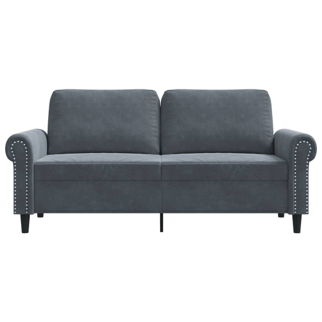 2-seater Sofa Dark Gray Velvet (100% polyester), Metal, Foam