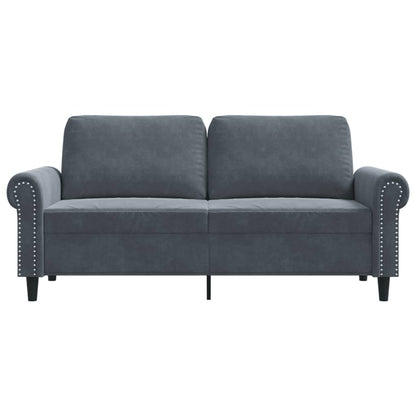 2-seater Sofa Dark Gray Velvet (100% polyester), Metal, Foam