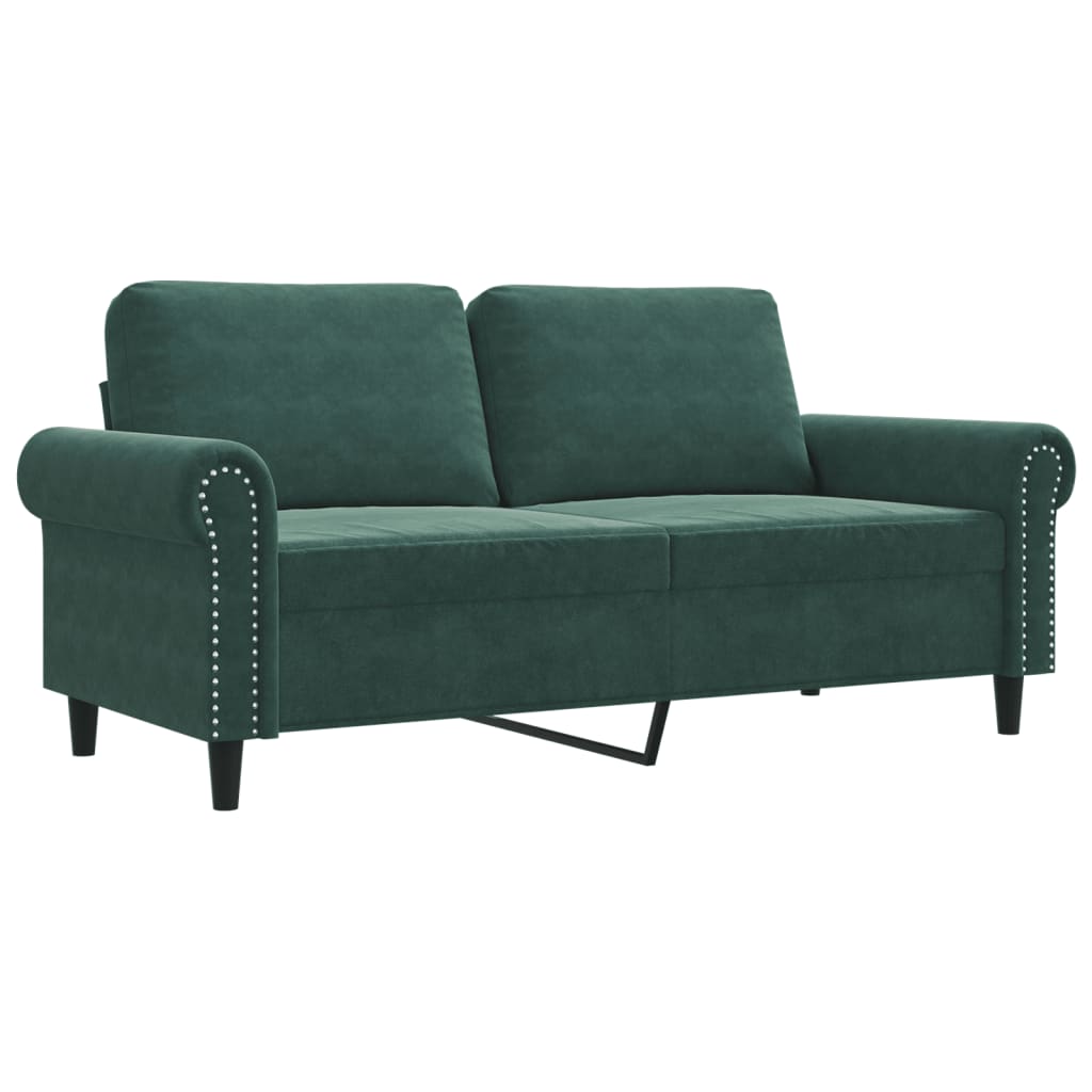 2-seater Sofa Dark Green Velvet (100% polyester), Metal 2-seater