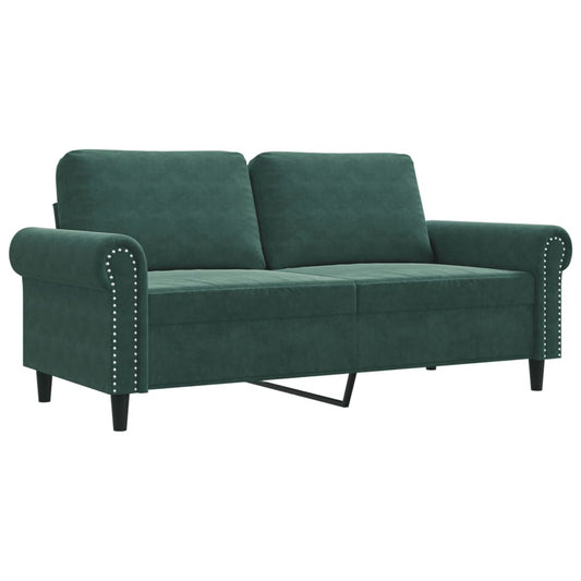 2-seater Sofa Dark Green Velvet (100% polyester), Metal 2-seater