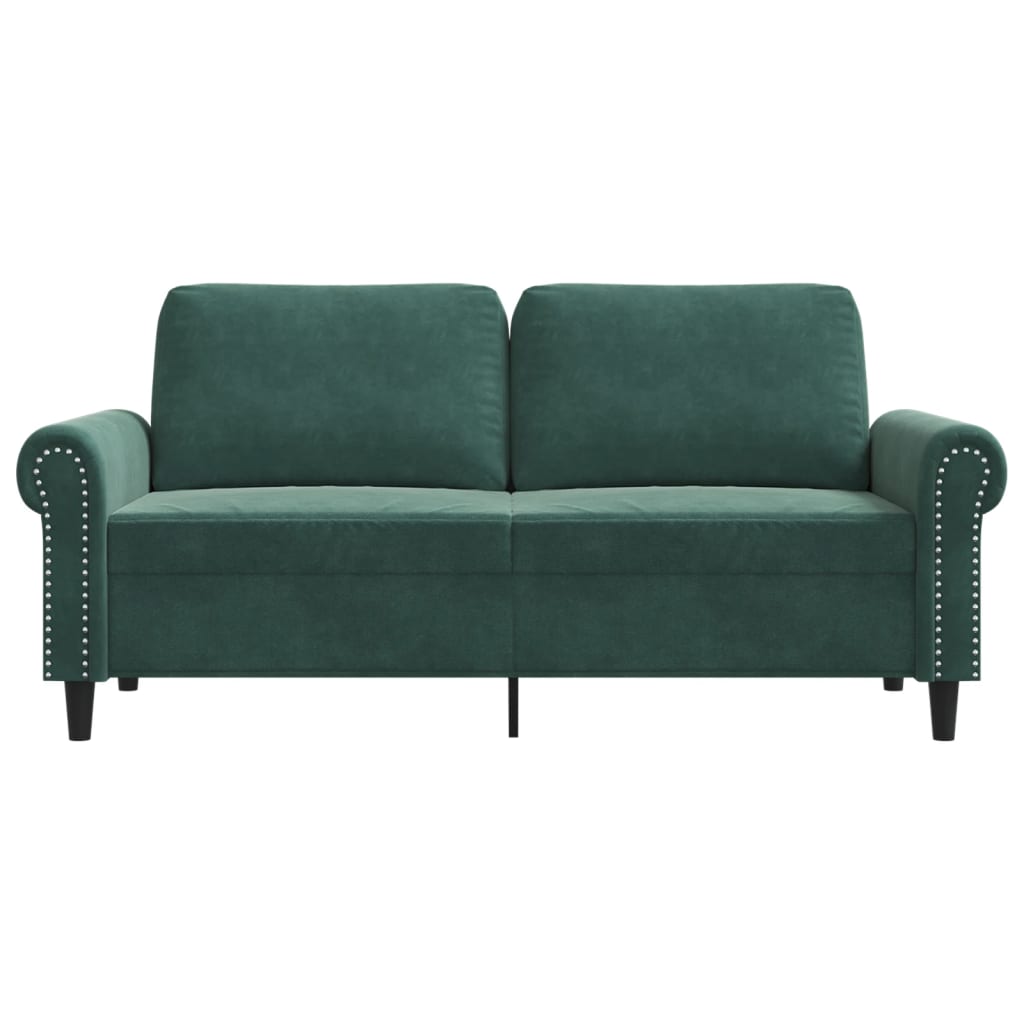 2-seater Sofa Dark Green Velvet (100% polyester), Metal 2-seater