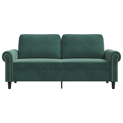 2-seater Sofa Dark Green Velvet (100% polyester), Metal 2-seater
