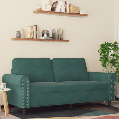 2-seater Sofa Dark Green Velvet (100% polyester), Metal 2-seater