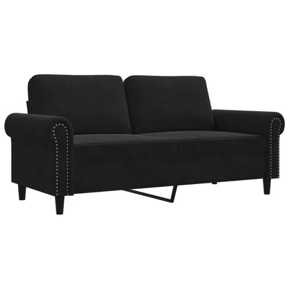 2-seater Sofa Black Velvet (100% polyester), metal, textilene