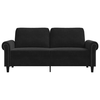 2-seater Sofa Black Velvet (100% polyester), metal, textilene