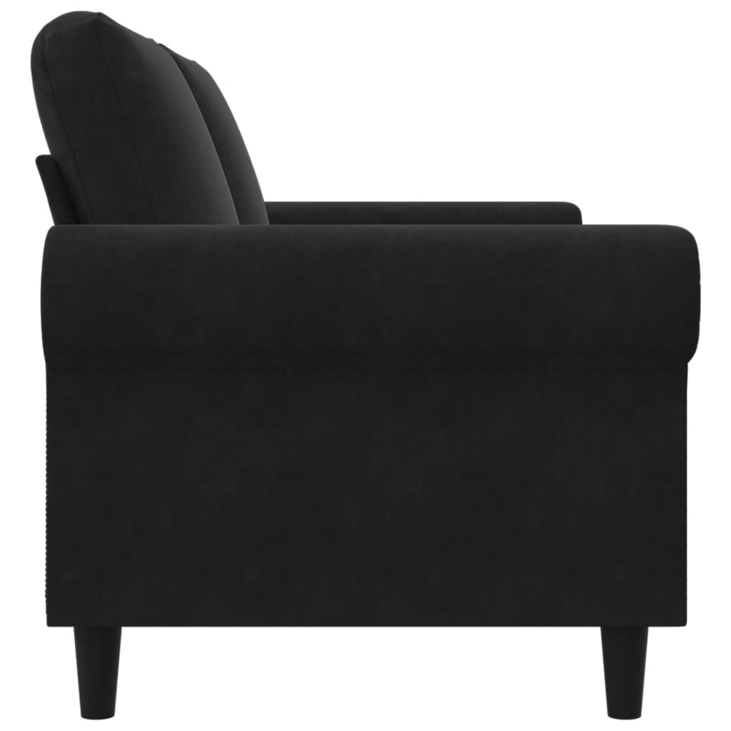 2-seater Sofa Black Velvet (100% polyester), metal, textilene