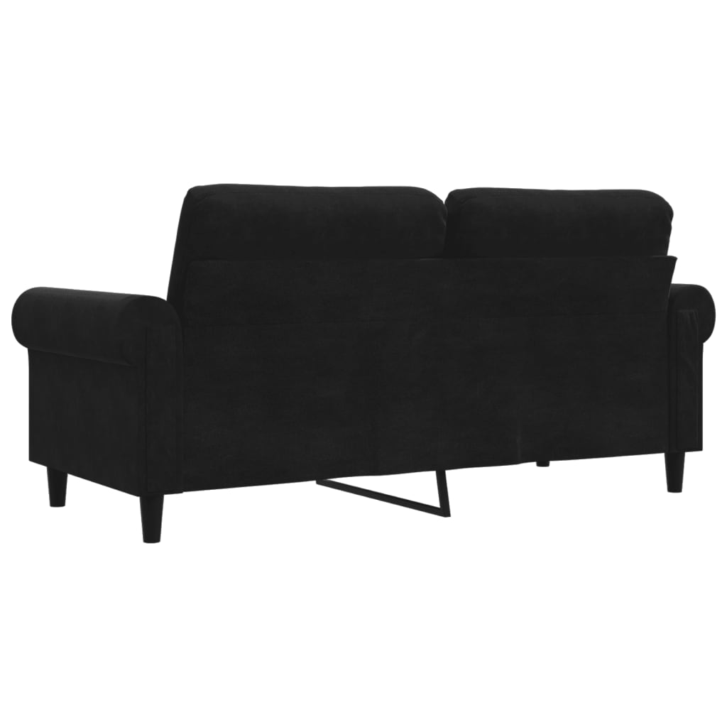 2-seater Sofa Black Velvet (100% polyester), metal, textilene