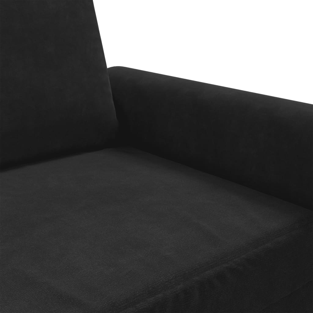 2-seater Sofa Black Velvet (100% polyester), metal, textilene