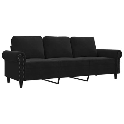 3-Seater Sofa Black 70.9" Velvet
