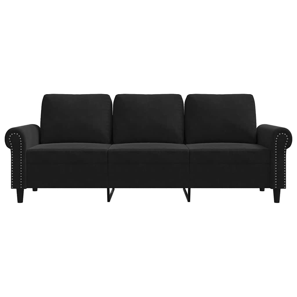 3-Seater Sofa Black 70.9" Velvet