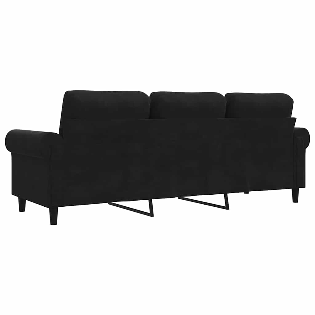 3-Seater Sofa Black 70.9" Velvet