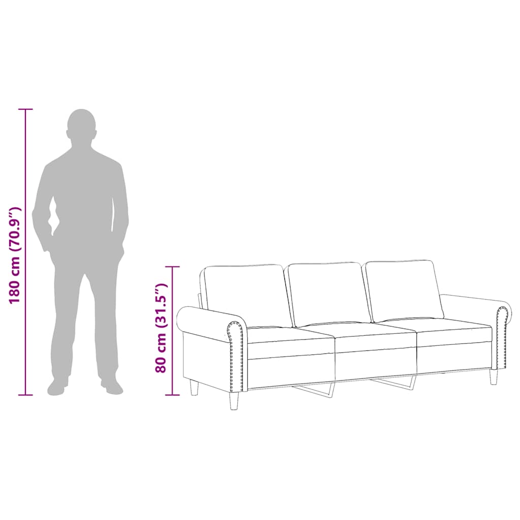 3-Seater Sofa Black 70.9" Velvet